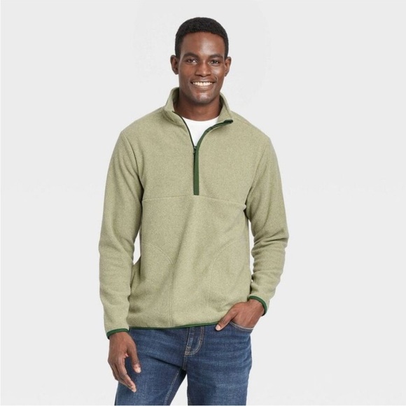 Men's Green Quarter-Zip Sweater - Picture 1 of 4